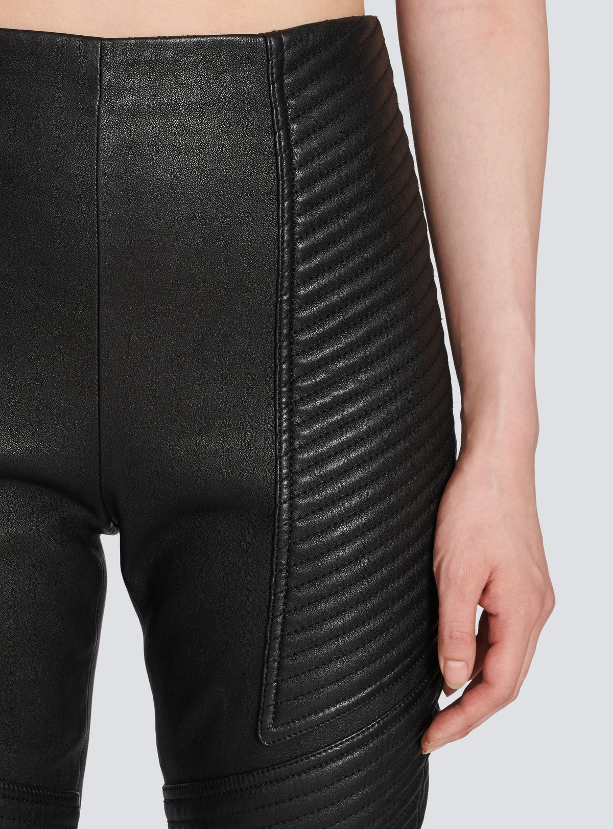 Pantalon slim en cuir - Noir