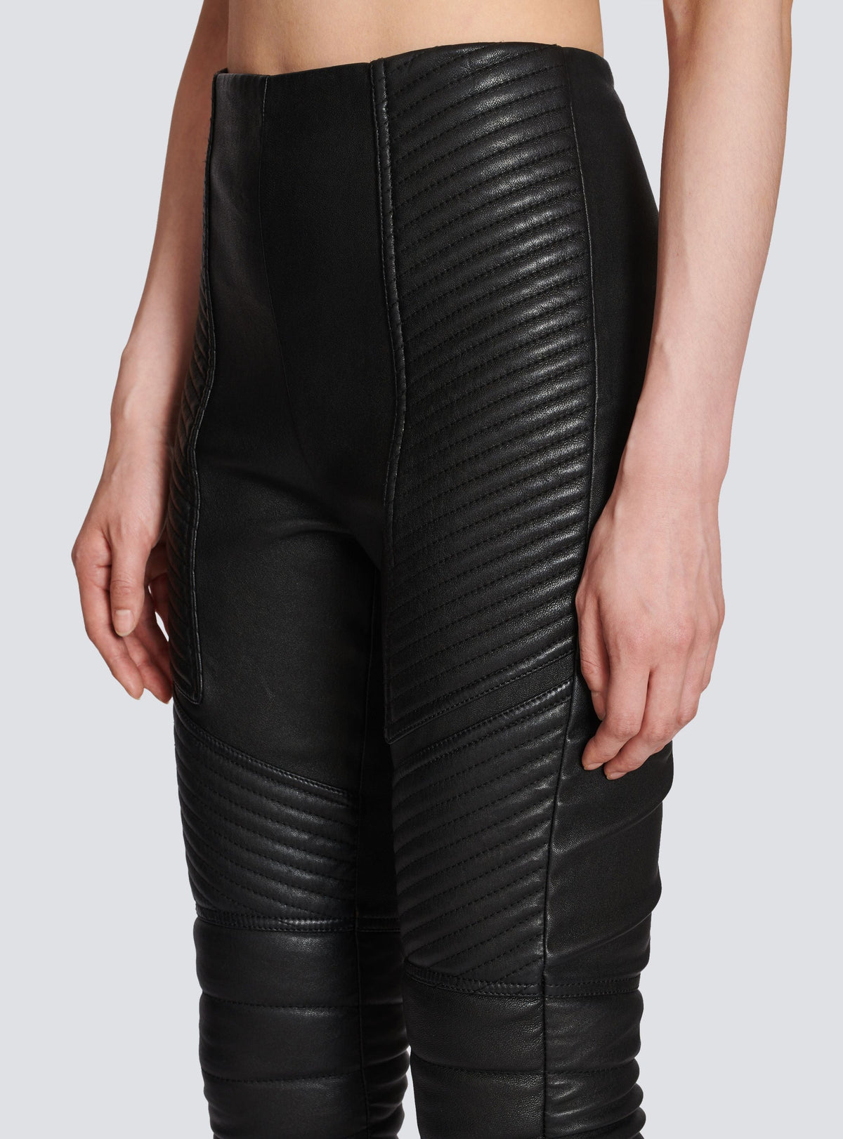 Pantalon slim en cuir - Noir