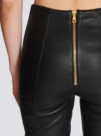 Pantalon slim en cuir - Noir
