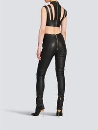 Pantalon slim en cuir - Noir