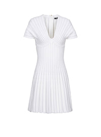 Robe courte en maille plissée - Blanc