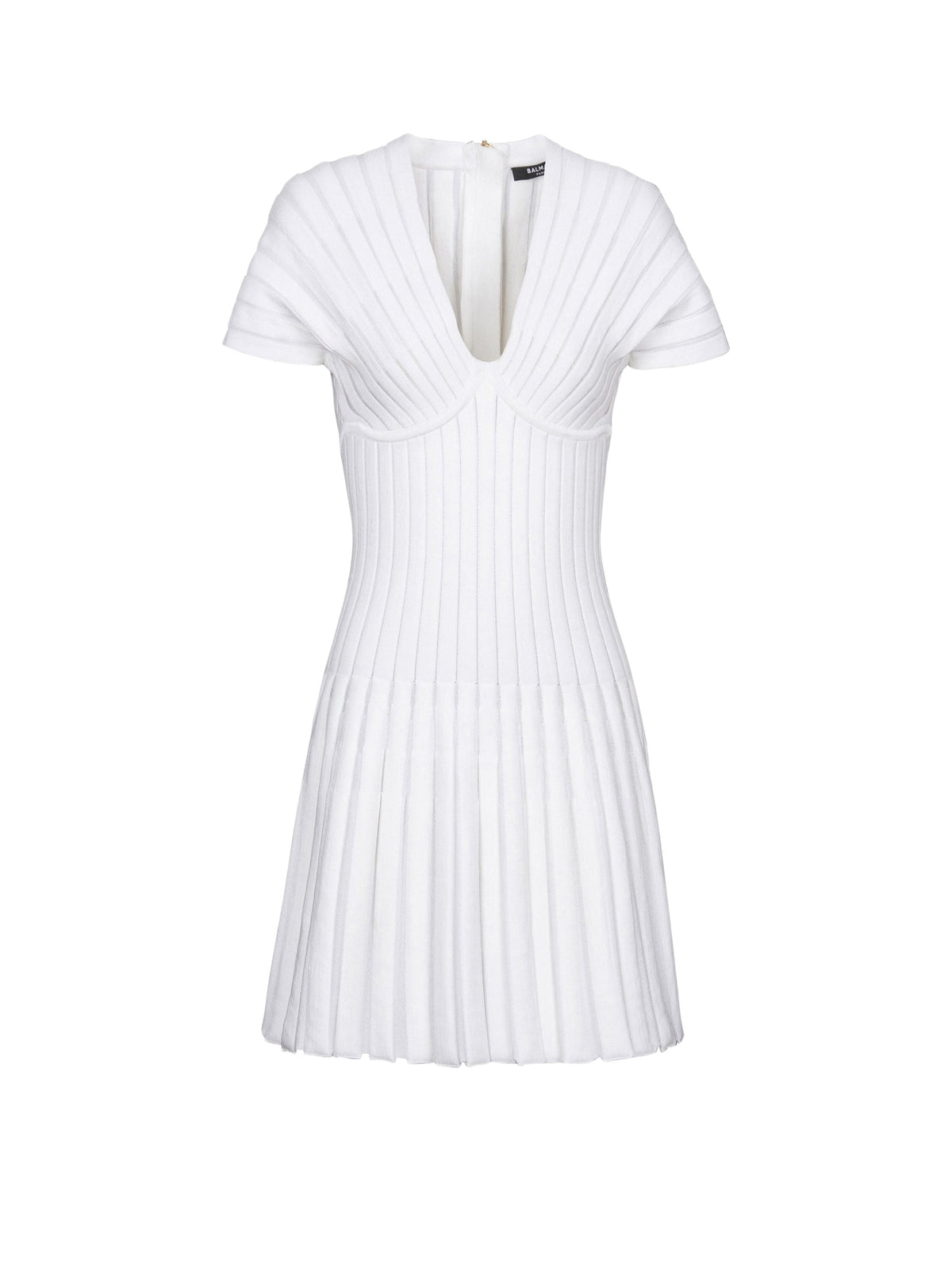 Robe courte en maille plissée - Blanc