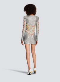 Robe courte brodée - Multicolore