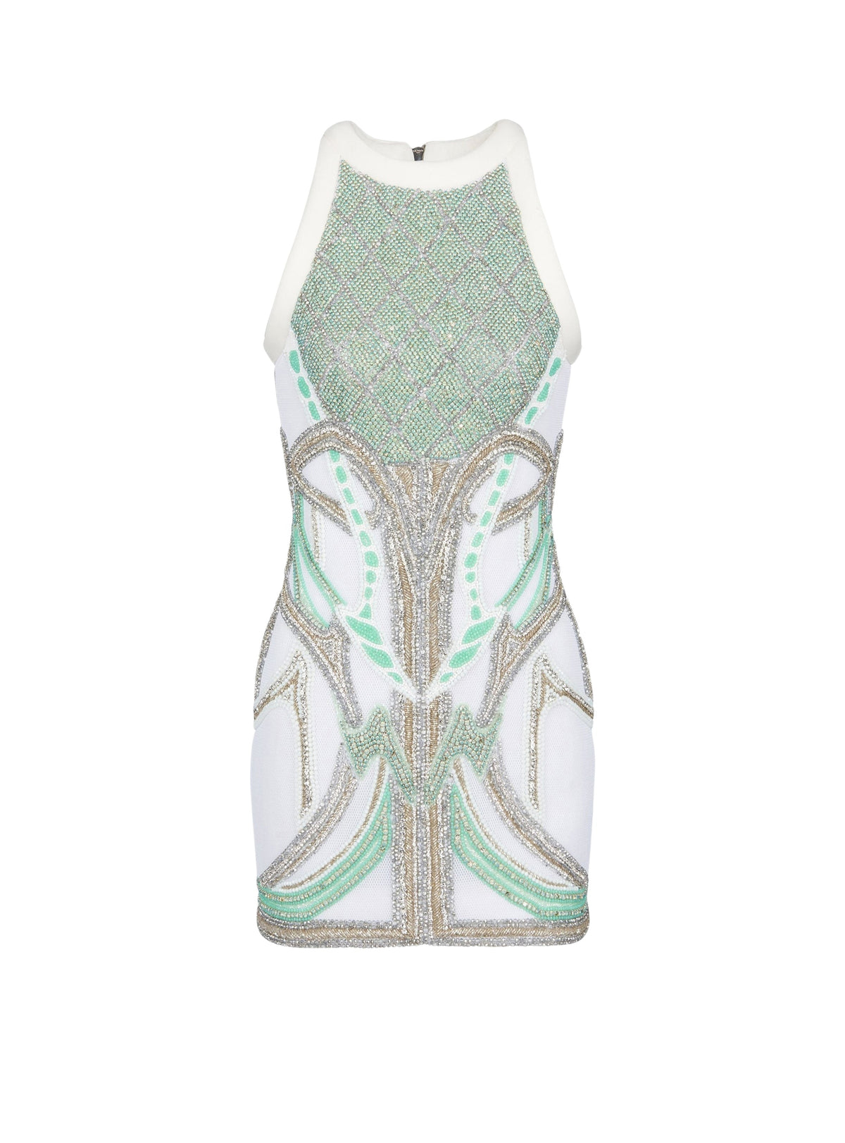 Robe courte brodée - White & Green