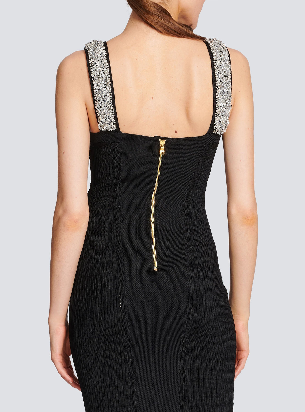 Robe longue en maille brodée - Blanc