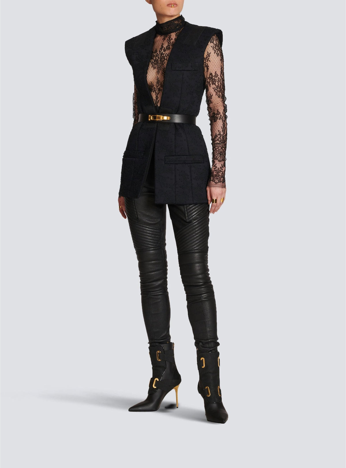 Blazer sans manches en dentelle - Noir