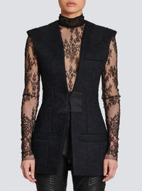 Blazer sans manches en dentelle - Noir
