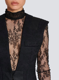 Blazer sans manches en dentelle - Noir