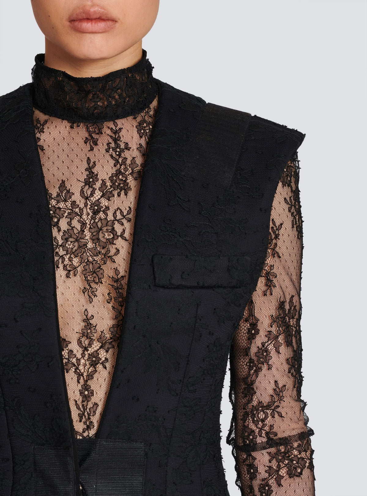 Blazer sans manches en dentelle - Noir