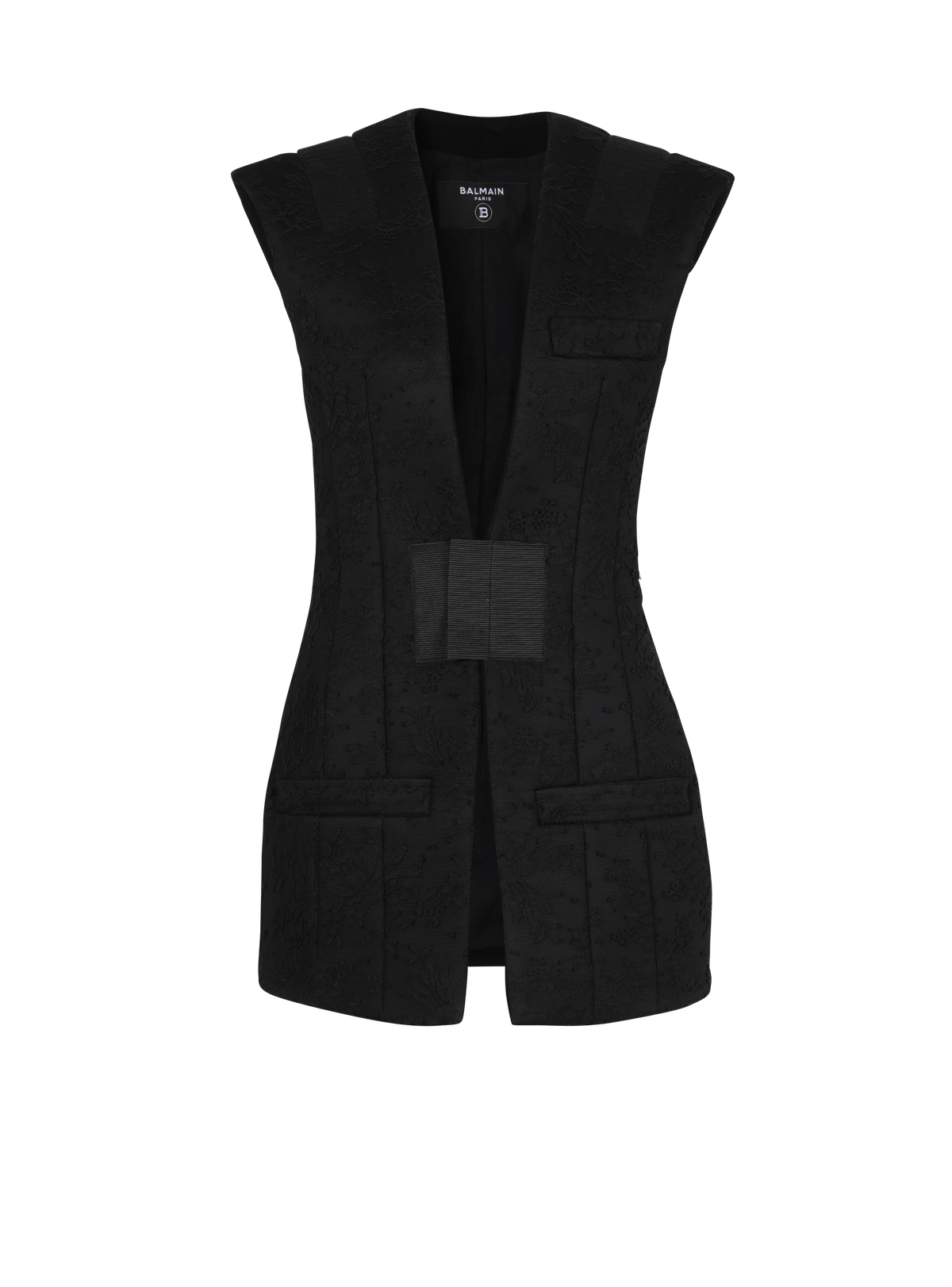 Blazer sans manches en dentelle - Noir