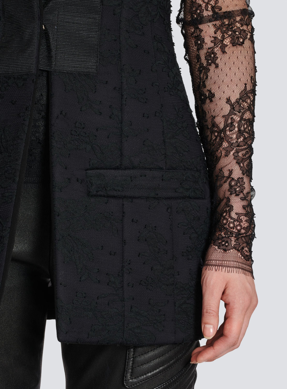 Blazer sans manches en dentelle - Noir