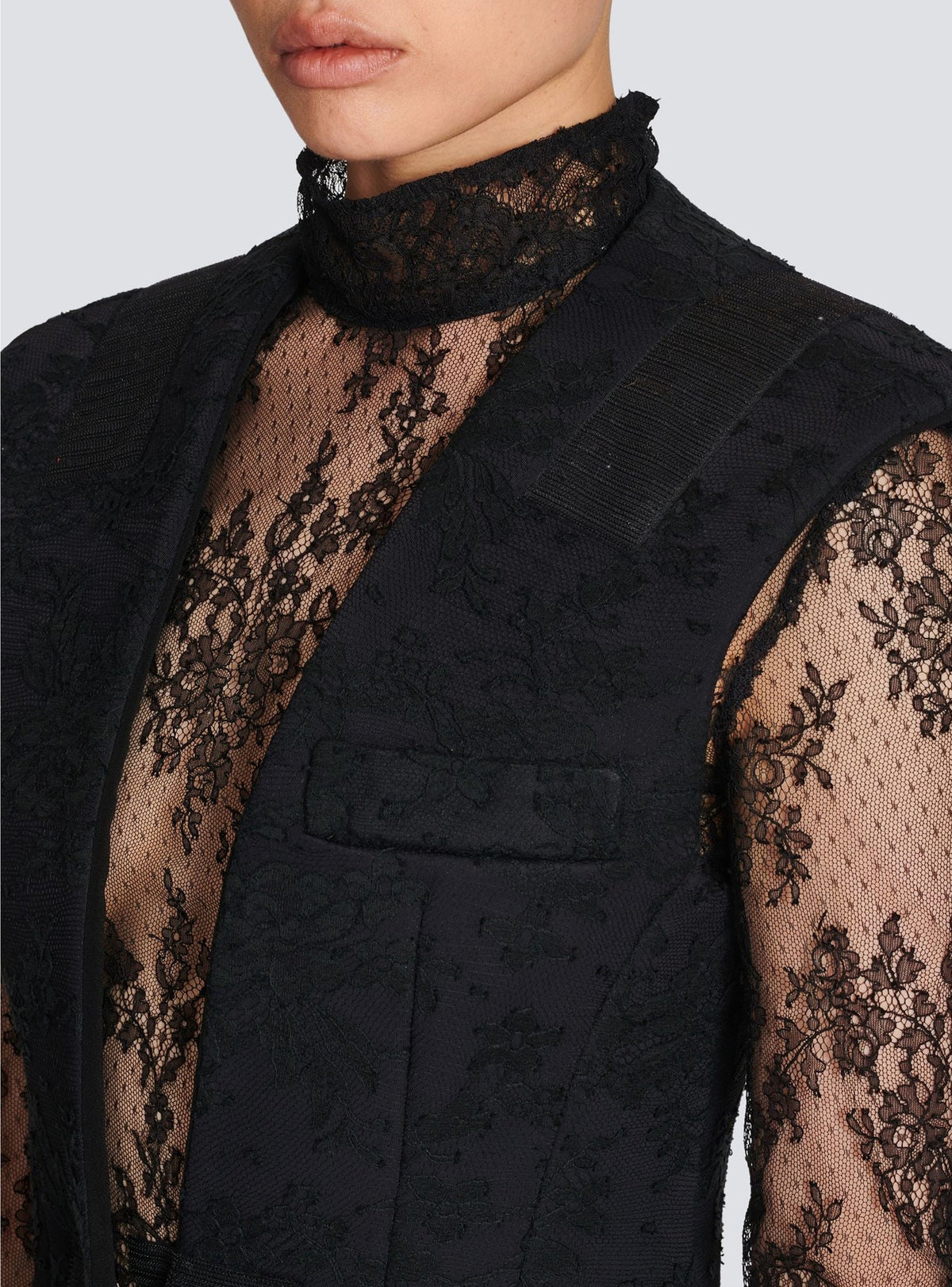 Blazer sans manches en dentelle - Noir