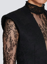 Blazer sans manches en dentelle - Noir