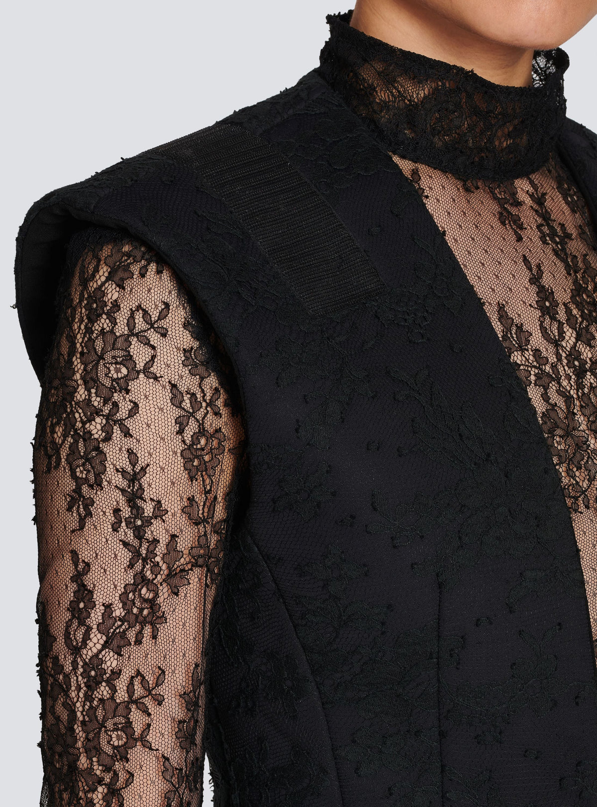 Blazer sans manches en dentelle - Noir