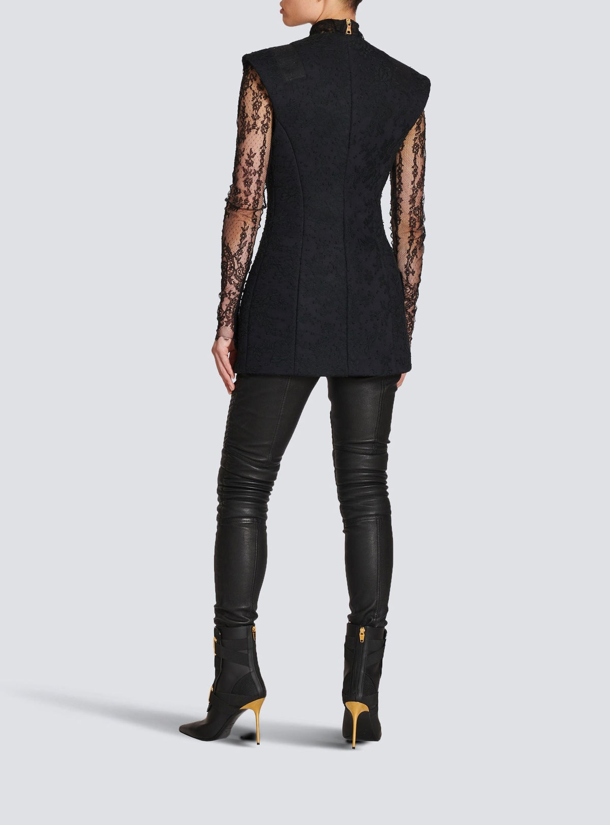 Blazer sans manches en dentelle - Noir