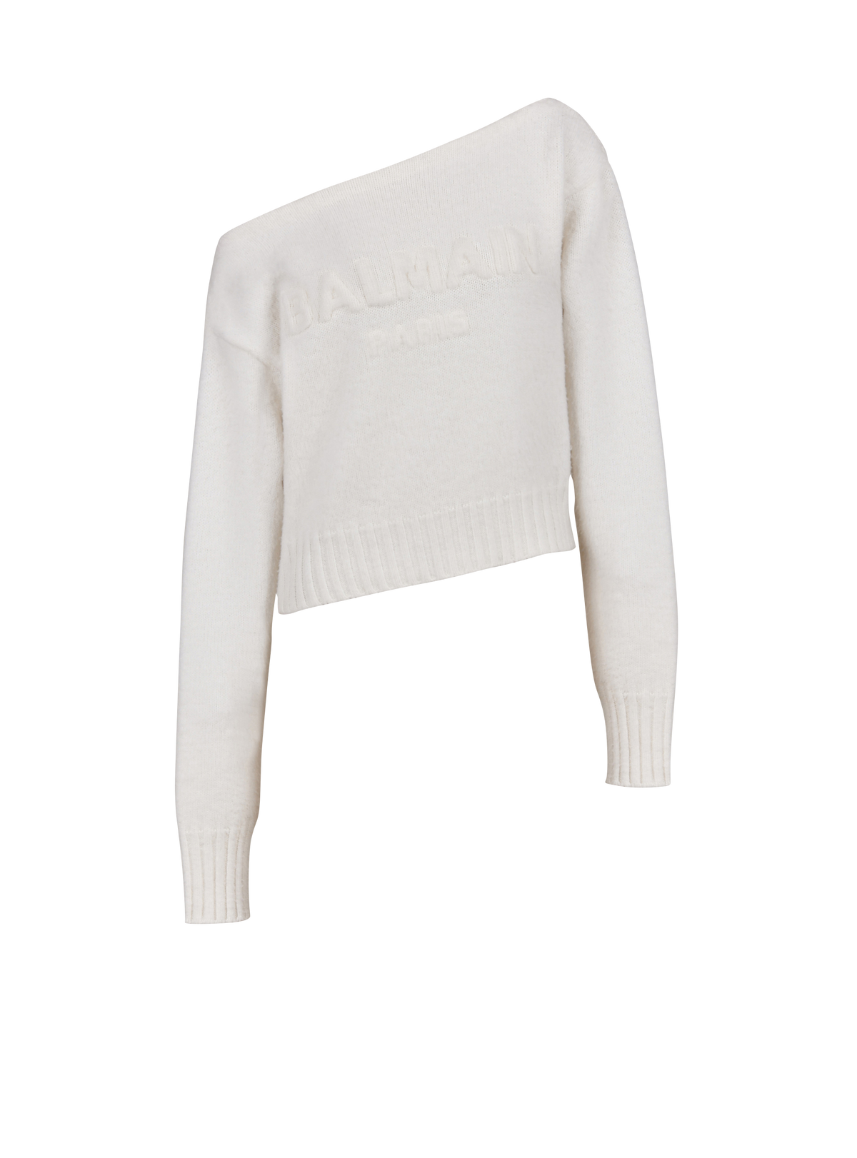 Pull en tricot à épaules dénudées - Blanc