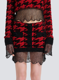 Jupe destroy en maille - Noir & Rouge