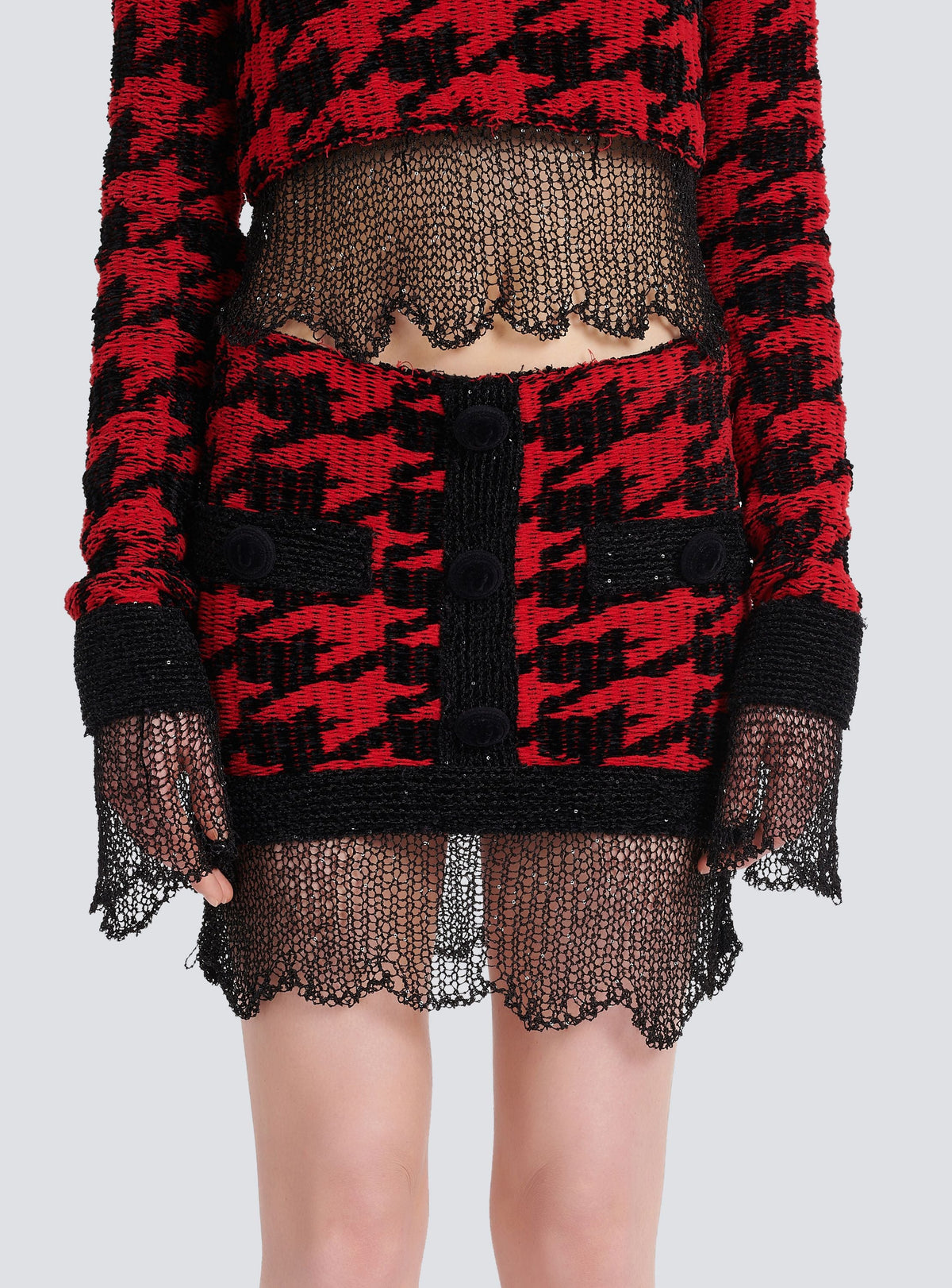 Jupe destroy en maille - Noir & Rouge