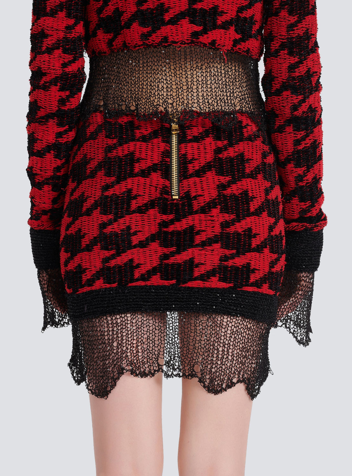 Jupe destroy en maille - Noir & Rouge