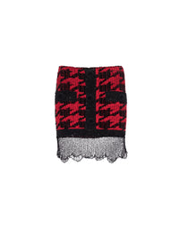 Distressed leather skirt - Black & Red