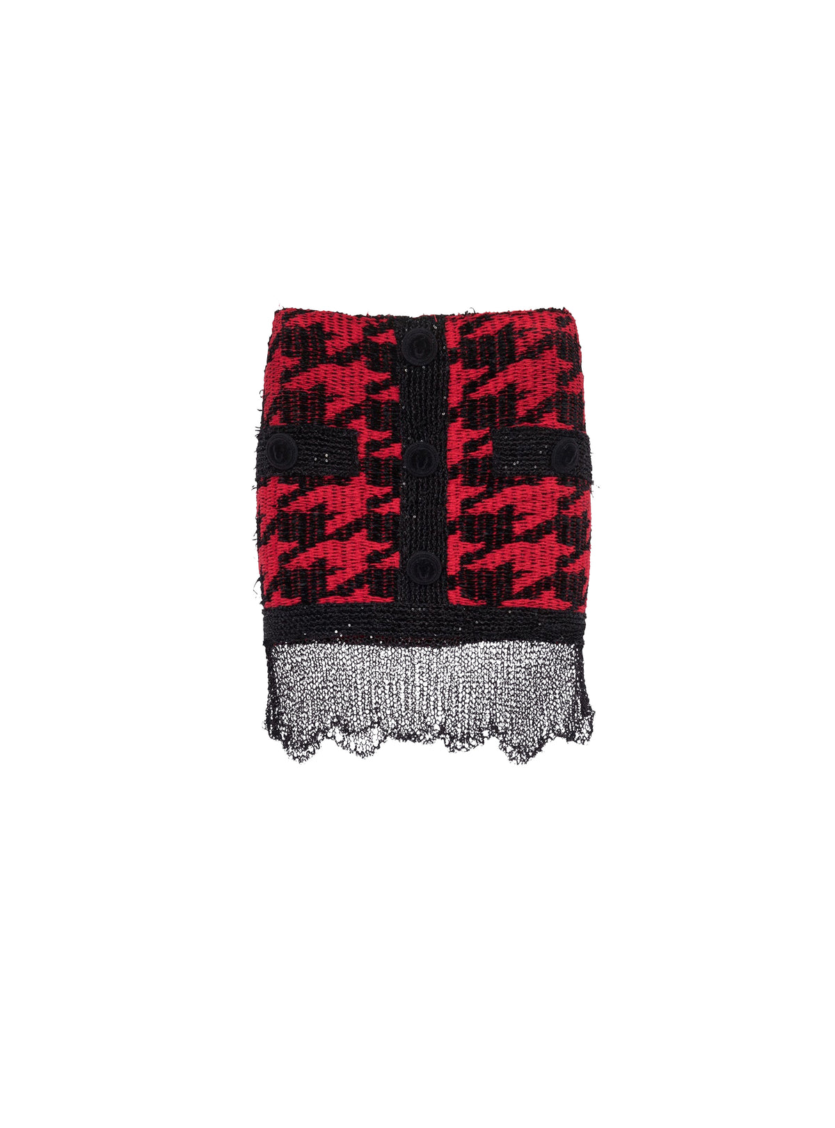 Distressed leather skirt - Black & Red