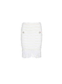 Jupe à franges en tweed - Blanc Cassé