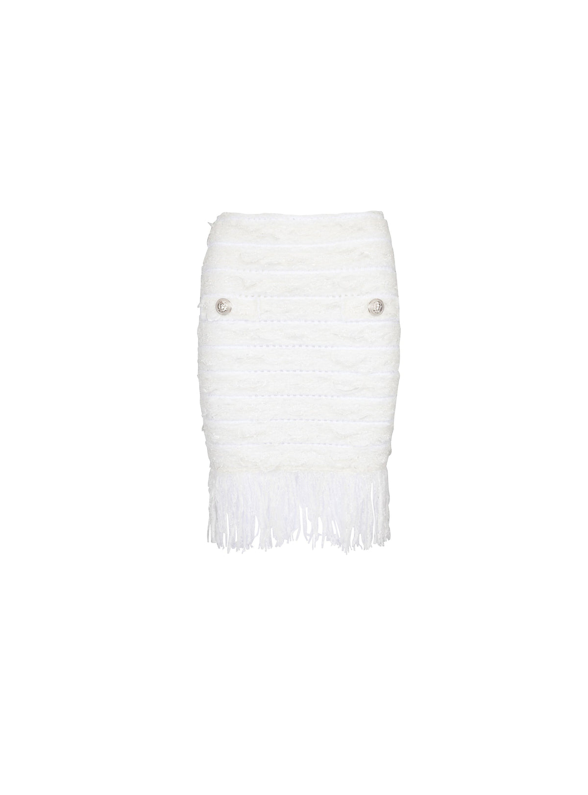 Jupe à franges en tweed - Blanc Cassé