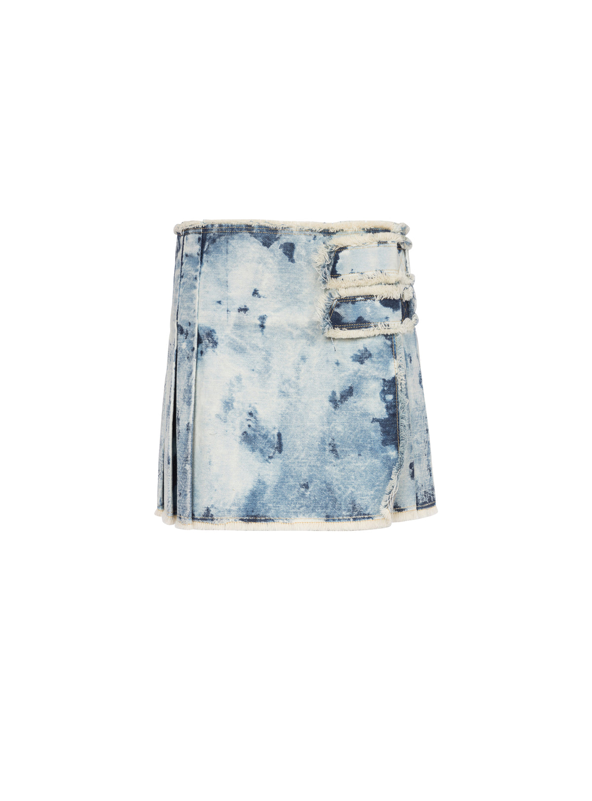 Jupe mini kilt en denim décoloré - Bleu Jean Clair