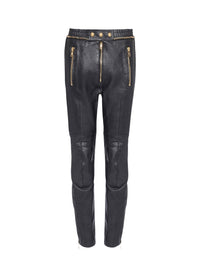 Pantalon en cuir multi zip - Noir