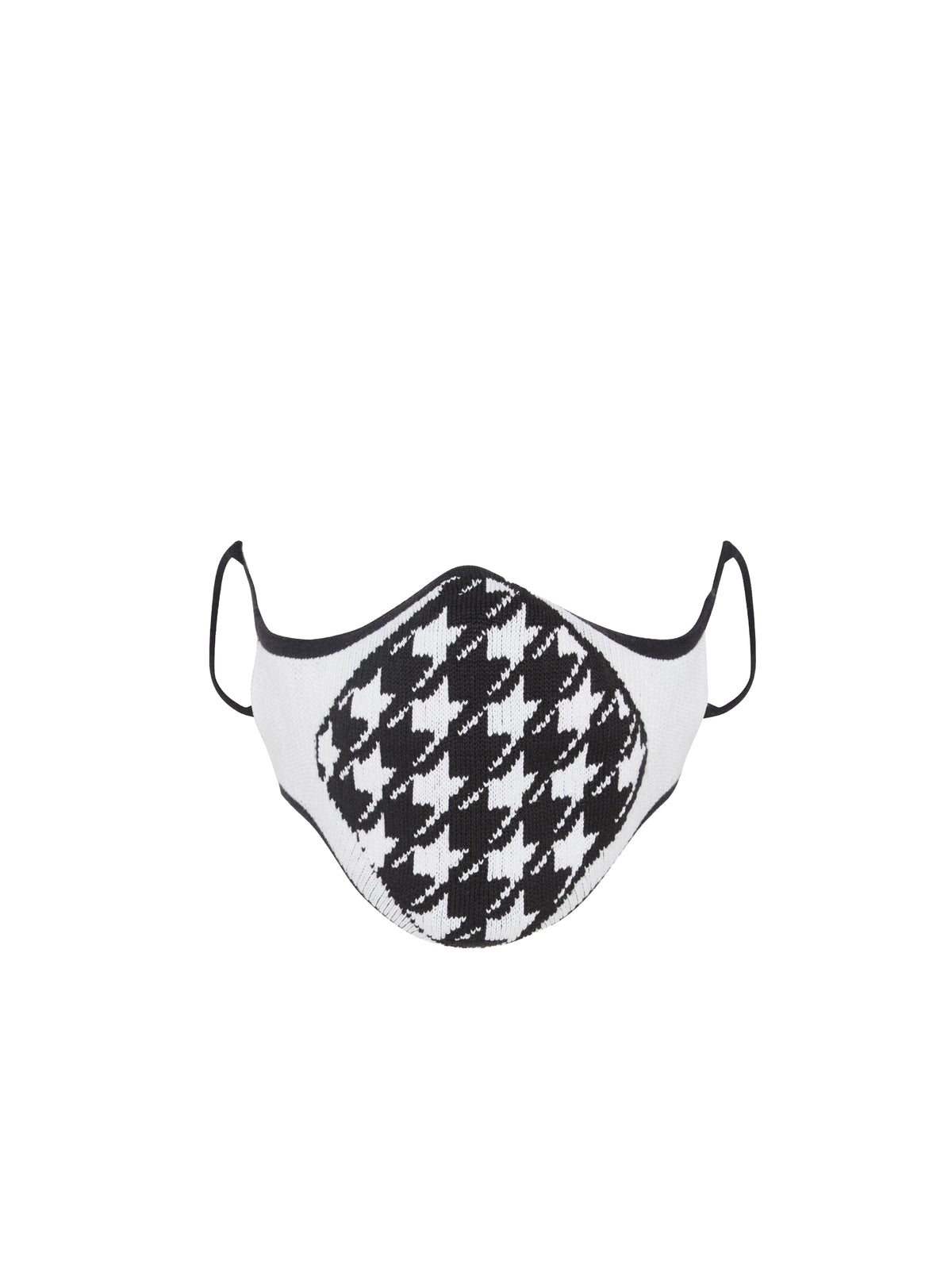 Knitted houndstooth mask - White & Black