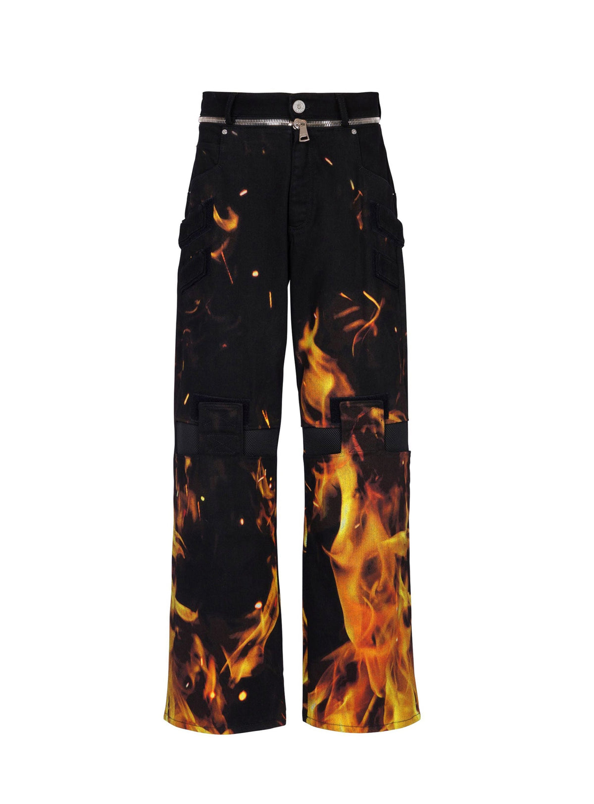 Jean à empiècements imprimé Fire - Noir, Jaune Vif & Orange Vif