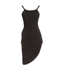 Robe longue en jersey drapé - Noir