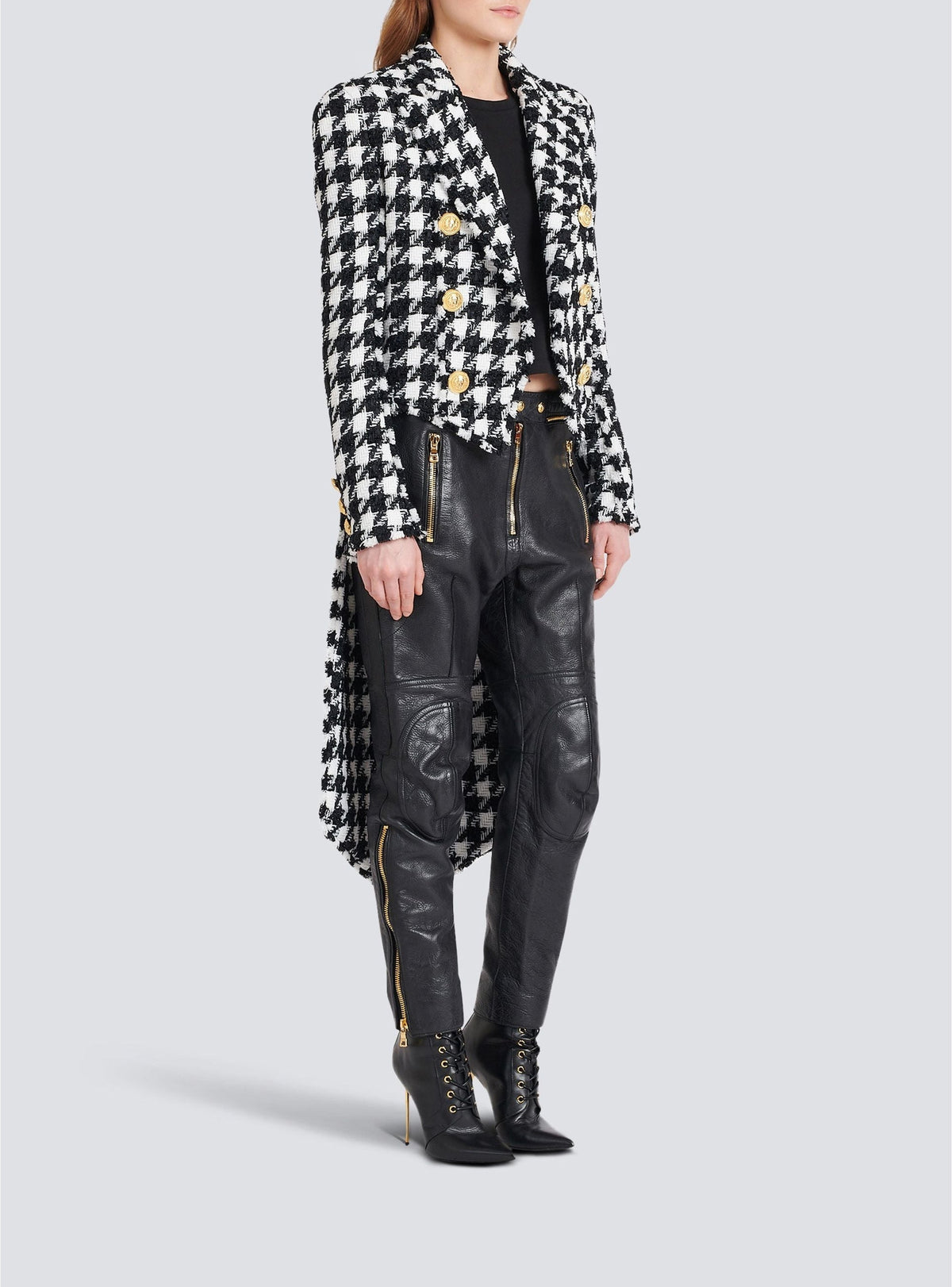 Veste boutonnée en tweed - Blanc & Noir