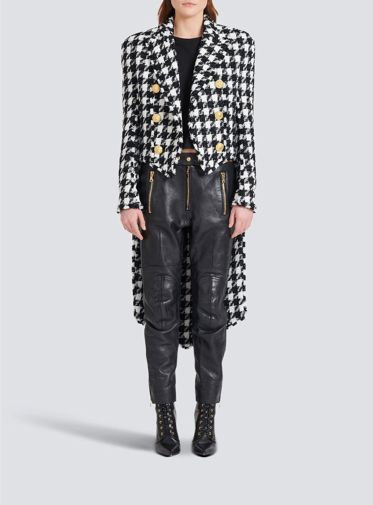 Veste boutonnée en tweed - Blanc & Noir