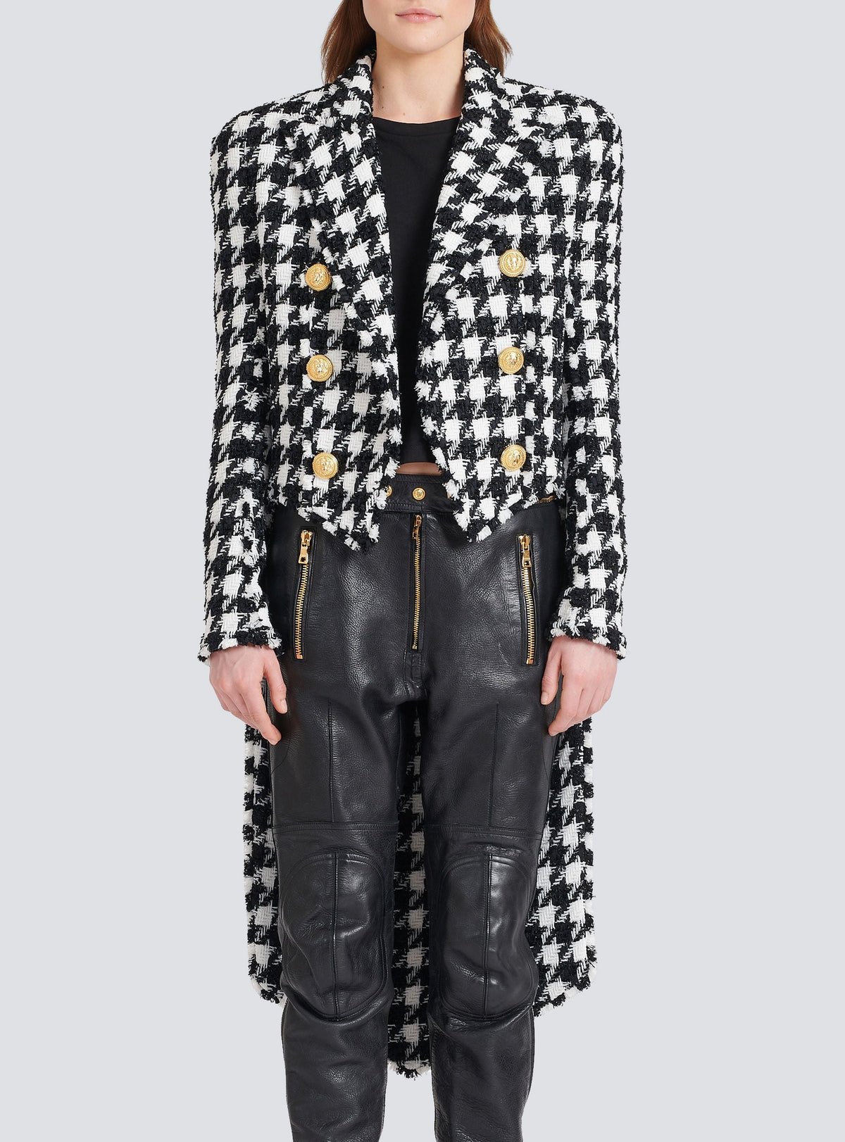 Veste boutonnée en tweed - Blanc & Noir