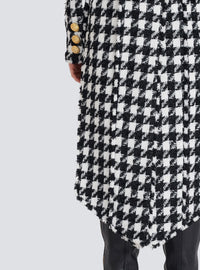 Veste boutonnée en tweed - Blanc & Noir