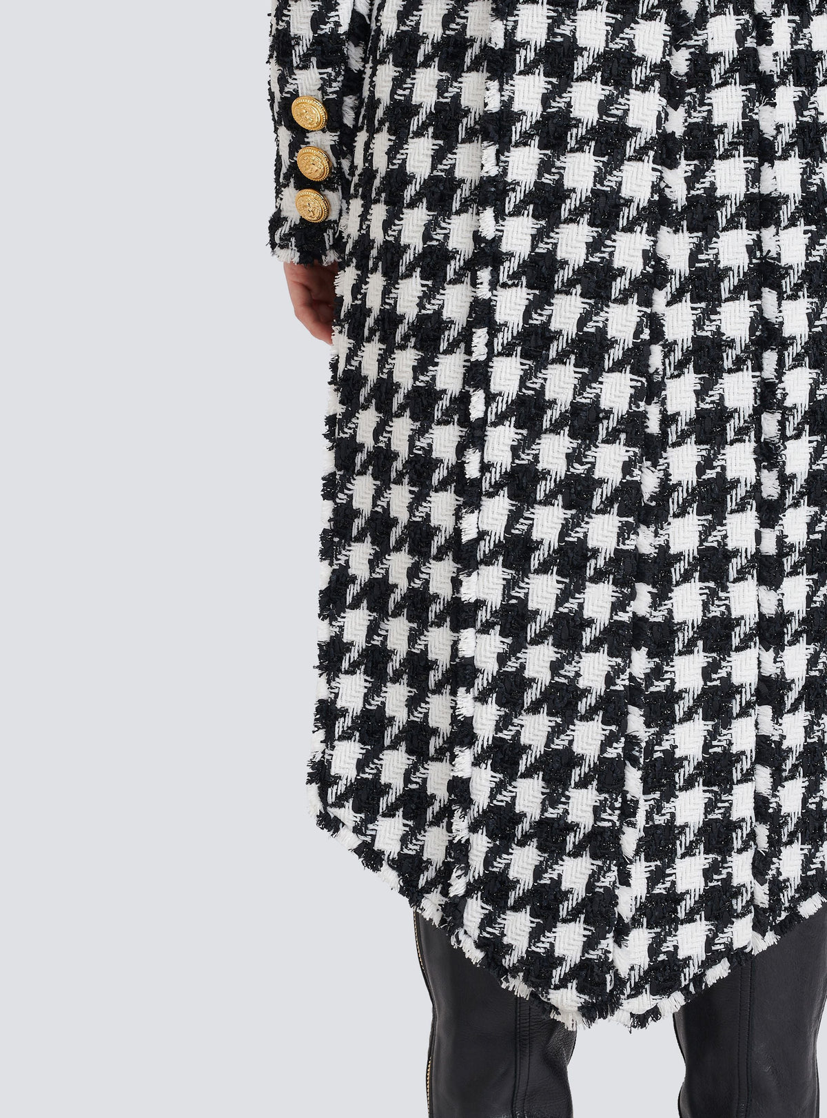 Veste boutonnée en tweed - Blanc & Noir