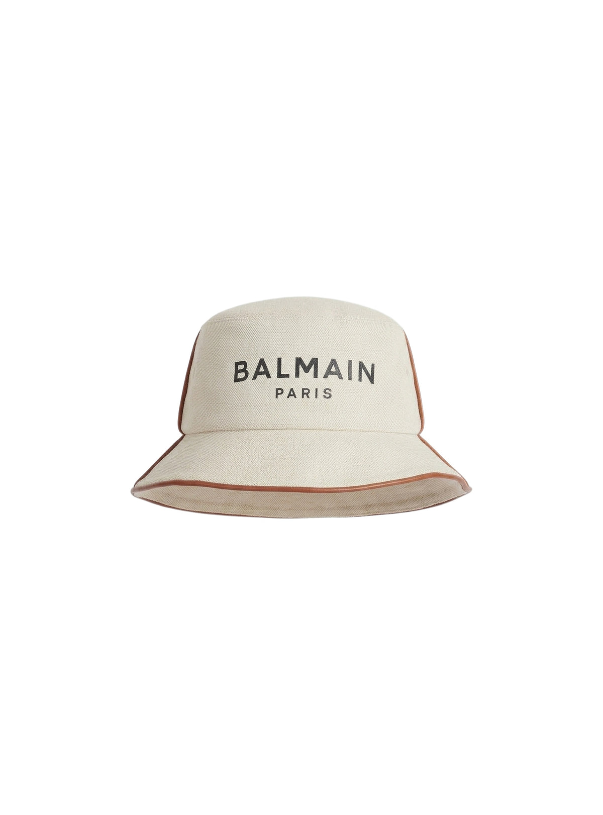 Chapeau bob b-army en coton et cuir avec logo balmain - Naturel & Marron
