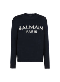 Pull en laine à logo Paris - Bleu Marine & Naturel