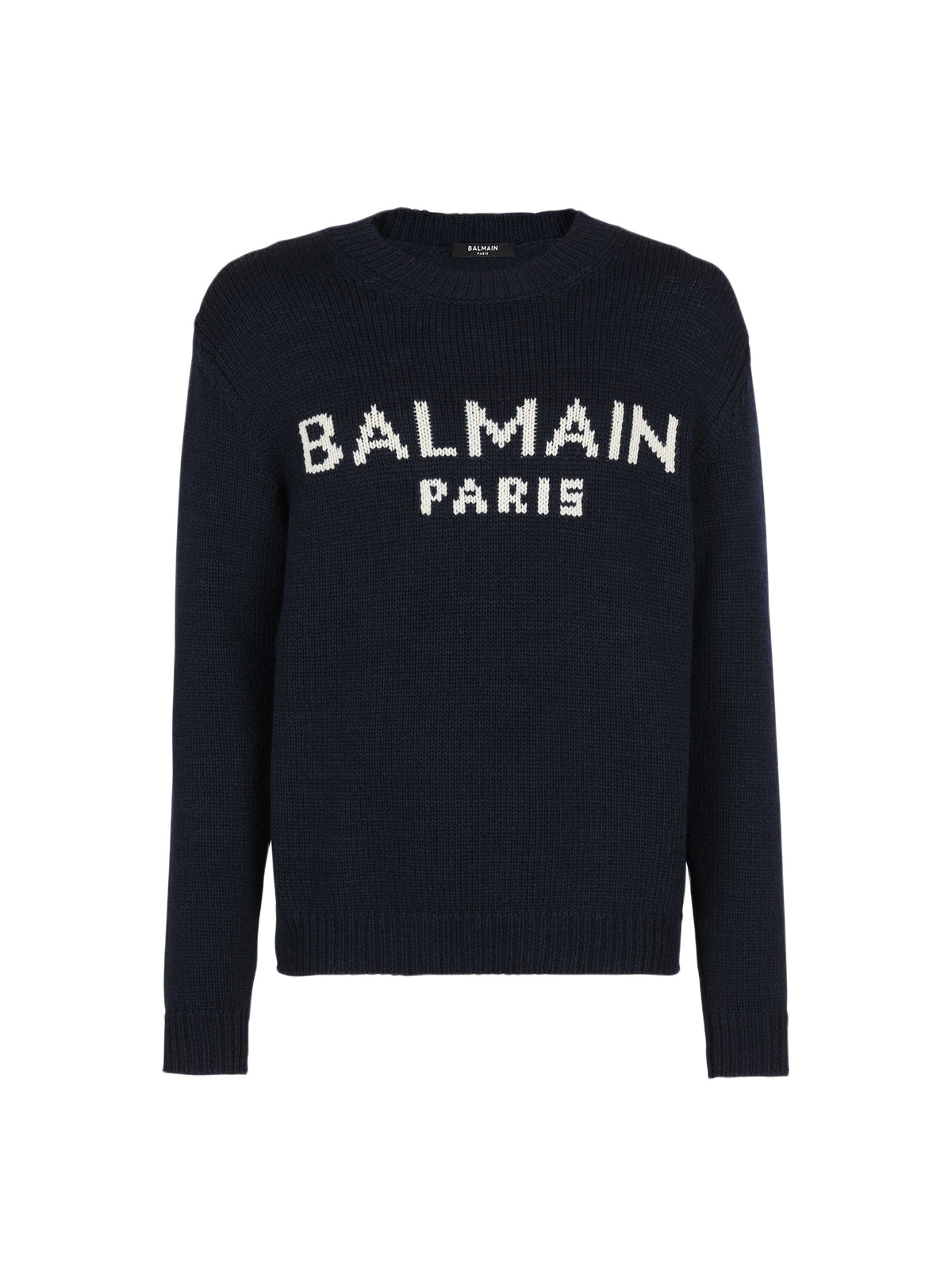Pull en laine à logo Paris - Bleu Marine & Naturel