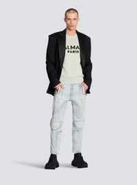 Pull en laine à logo balmain paris - Gris