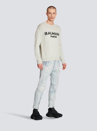 Pull en laine à logo balmain paris - Gris