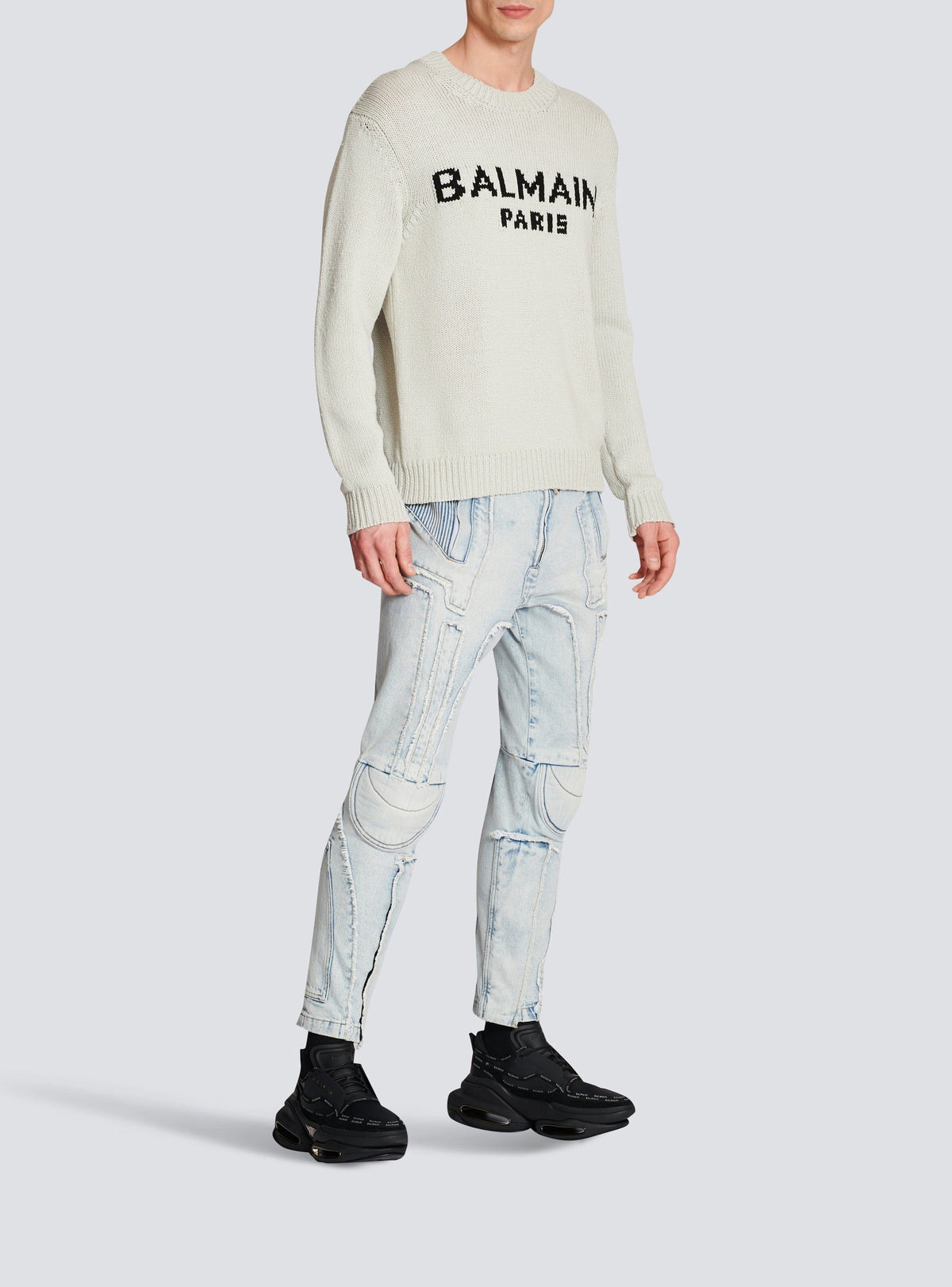 Pull à logo Paris en laine - Gris