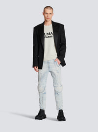 Pull en laine à logo balmain paris - Gris
