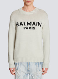 Pull en laine à logo balmain paris - Gris