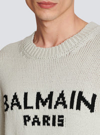 Pull en laine à logo balmain paris - Gris