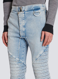 Jean nervuré à empiècements coupe slim - Bleu Jean Clair