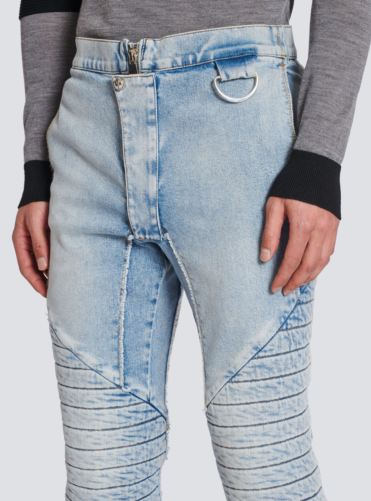 Jean nervuré à empiècements coupe slim - Bleu Jean Clair