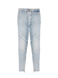 Jean nervuré à empiècements coupe slim - Bleu Jean Clair