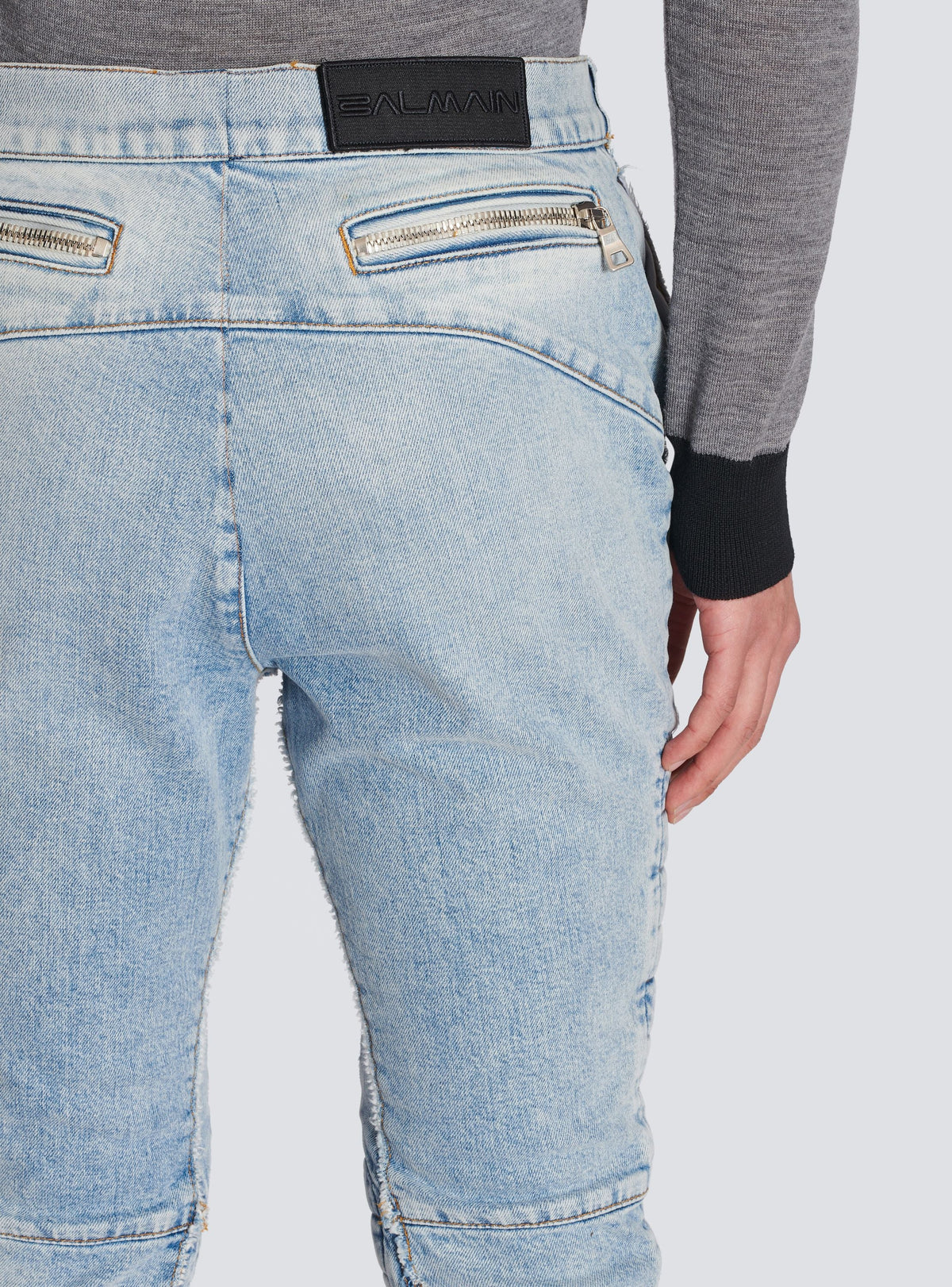 Jean nervuré à empiècements coupe slim - Bleu Jean Clair